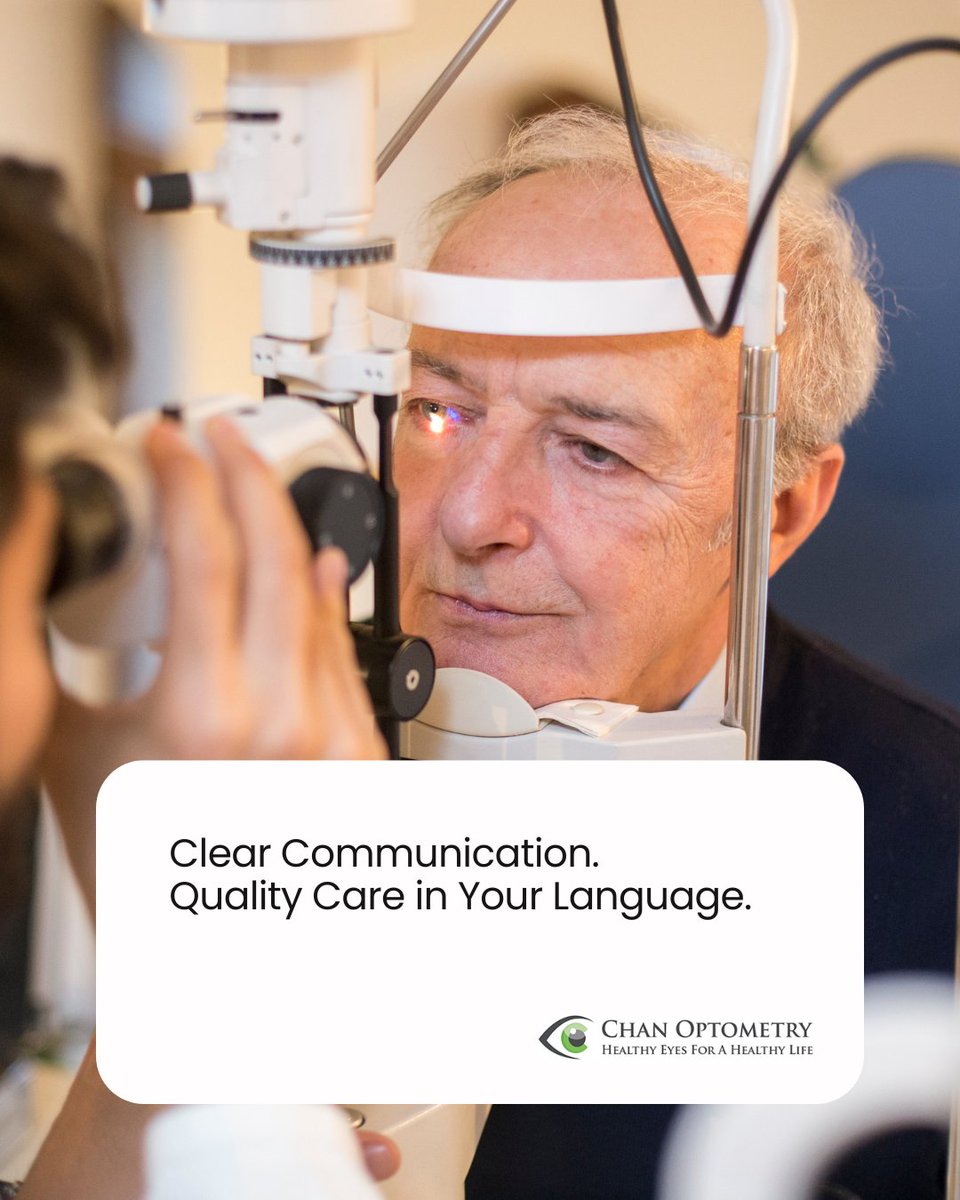 ChanOptometry's tweet image. At Chan Optometry, we offer eye care services in English, Cantonese, and Mandarin—so you and your family always feel understood and supported. Experience care in your language: chanoptometry.com #MultiLingualCare #OptometryCare