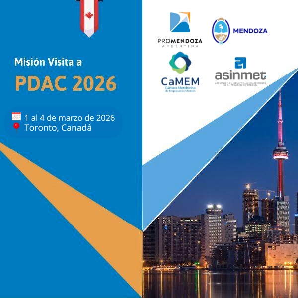 ASINMET lo invita a participar en la Misión Visita a PDAC 2026
📅 Fecha: 1 al 4 de marzo de 2026
📍 Lugar: Metro Toronto Convention Centre – Toronto, Canadá

Inscripciones: tinyurl.com/MisionPDAC2026
+ info: gmartinez@promendoza.com