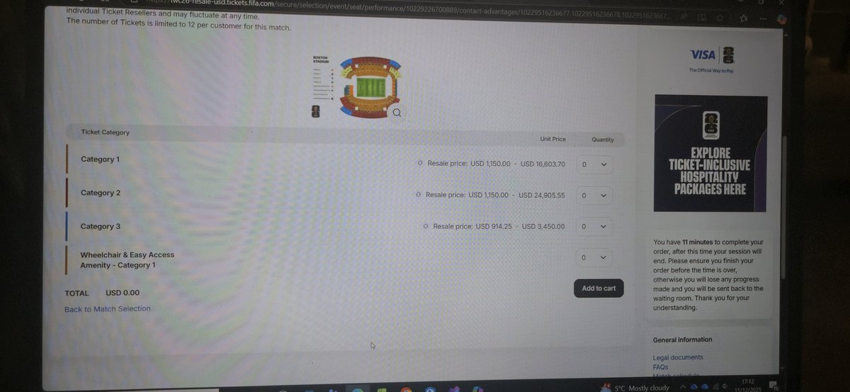 If you manage to get in the "Official" resale website btw, this is what your hit with. Cat 1 tickets are $600 max. Absolutely criminal
