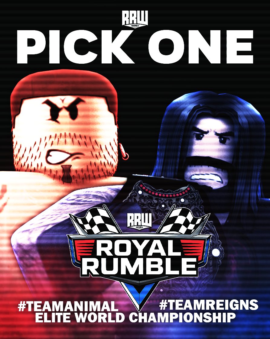 RRWPLUS's tweet photo. Two forces. One destiny.
Who walks out the #RRWRoyalRumble100 as the ELITE World Champion?
Make your pick โ #TeamAnimal or #TeamReigns. โคต๏ธ
๐๏ธ#RRWRoyalRumble100, December 20th & 21st, Streaming LIVE! https://t.co/dCsjzDEacD
