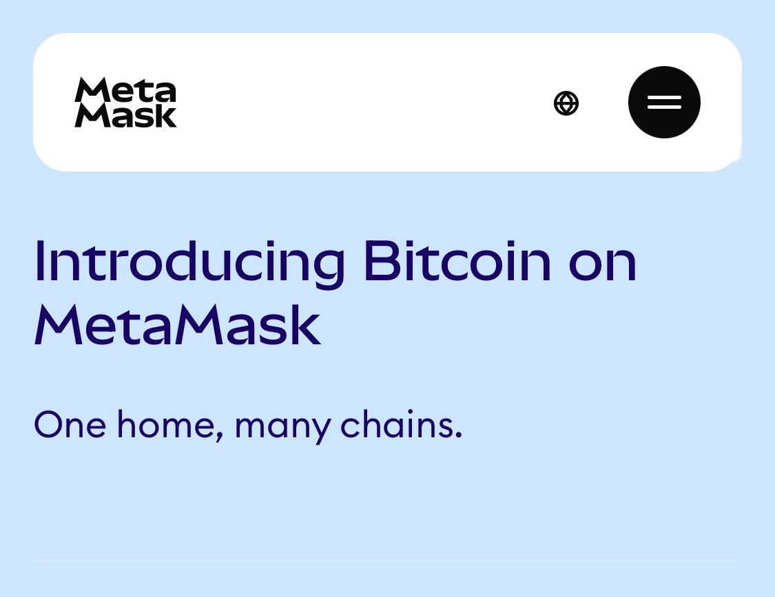 NEW: @MetaMask NOW SUPPORTS BITCOIN SOURCE: https://t.co/513ee3K5GR