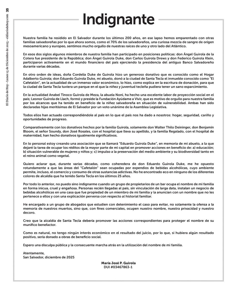 DiputadoChocol1's tweet photo. Señores, se ha armado la casa de putas, ha no, es la casa de los Guirola. Pues esta familia está indignada porque donde un día fue su casa en Santa Tecla ahora van a poner un Cadejo. #CosasDeRicos https://t.co/SlN7iNt9tk