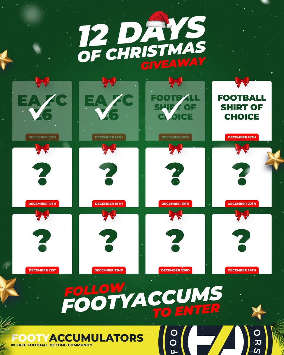 FootyAccums's tweet image. DAY 4 OF OUR 12 DAYS OF GIVEAWAYS! 🚨

WIN A FOOTBALL SHIRT OF YOUR CHOICE ⚽️

RETWEET &amp;amp; FOLLOW TO ENTER! ✅

Winner picked TONIGHT @ 10pm - good luck! 🙏