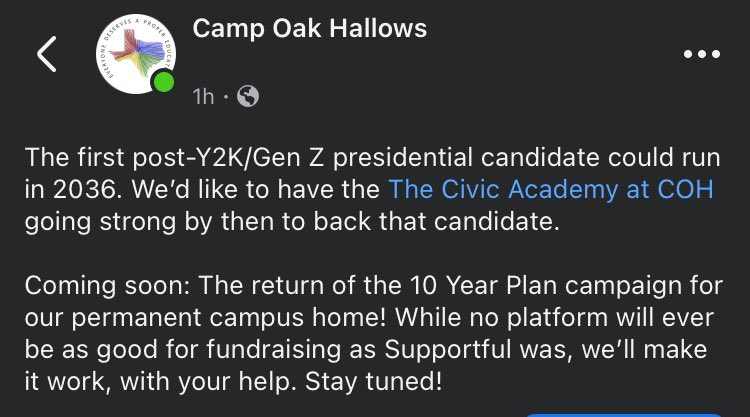 The first Gen Z president could run in 2036. How can you help? Follow <a href="/thecivicacademy/">The Civic Academy at COH</a> and stay tuned as we re-launch the 10 Year Plan this new year