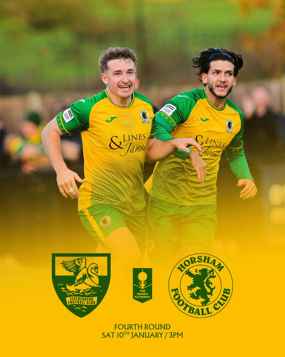HorshamFC's tweet image. FA Trophy 4th Round Draw...🎱 

....@LeatherheadFC!

We have been drawn against Leatherhead in the next round - away from home - with the tie to be played on Saturday 10th January at 3pm.