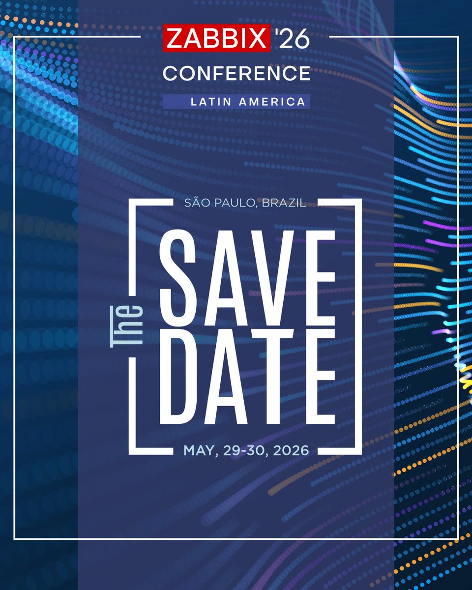 ¿Pensaste que el año ya había terminado? ¡Pensaste mal!

Aún tenemos una novedad para la #ComunidadZabbix: nos vemos los días 29 y 30 de mayo en la Zabbix Conference Latam 2026 ✔️

Regístrate para recibir novedades:
zabbix.com/la/events/conf…