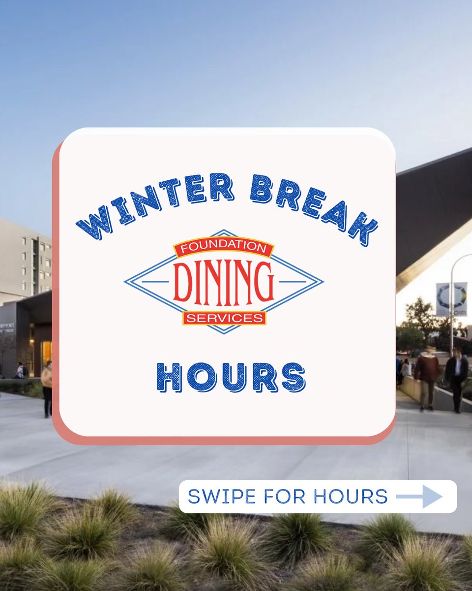 cppdining's tweet image. Winter Break is finally here, Broncos! ❄️ Be sure to check our hours before stopping by campus!

*Note: Hours may change. Check the 🔗 in our bio for the latest updates