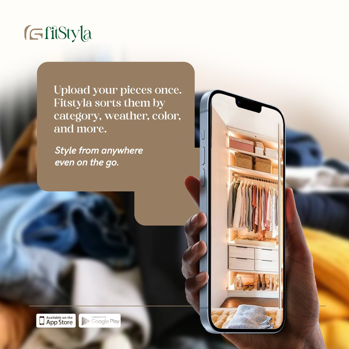 FitStyla's tweet image. Fitstyla keeps everything sorted so choosing an outfit feels effortless, wherever you are.

Less stress. More style.
Download the Fitstyla app and dress smarter every day.

#Fitstyla #StylaAI #StyleMadeSimple
