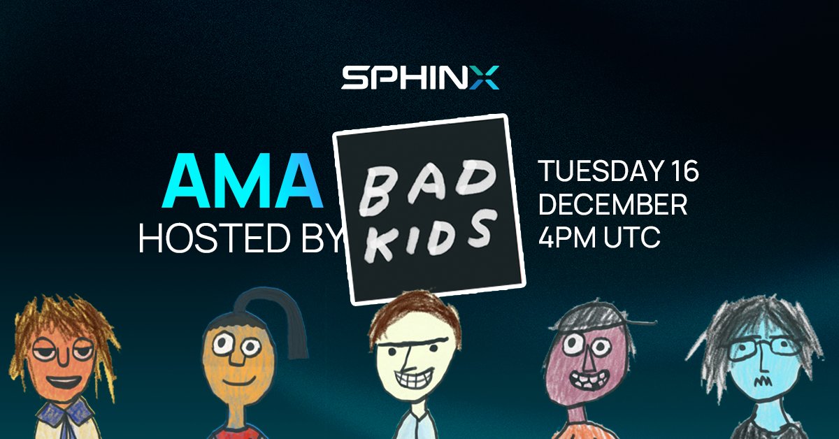 SphinxProtocol's tweet image. Sphinx Protocol and @Nitsua_D meet the baddest crew in @cosmos, @badkidsart. 

We'll discuss onchain commodities, Sphinx, and expect a very bad announcement. 😈

📅 December 16th, 04:00 PM (UTC)
💬 Like, RT, Comment your questions below
🔗 Spaces invite: x.com/i/spaces/1MYGN…