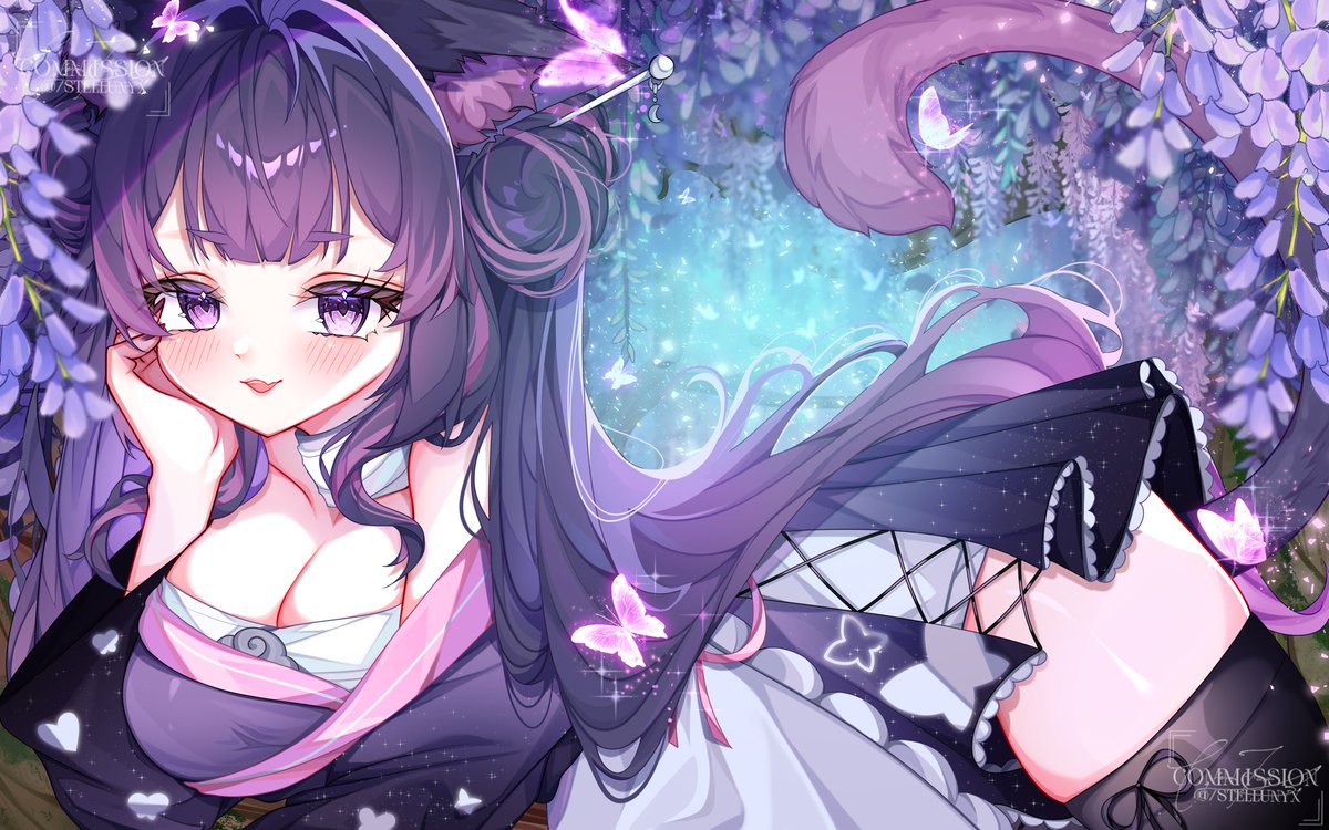 stellunyx's tweet image. come to join me in the trees? it really is beautiful from up here 🦋💜~ 

✎ᝰ. stunning artwork by @CierraTenshi ✧˖°.