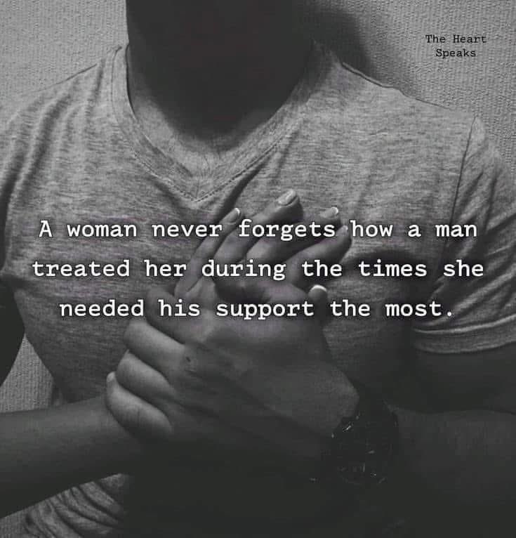 SGabardi1111's tweet photo. A woman never forgets how a man treated her when she needed his support the most. https://t.co/i1zaeU3q88