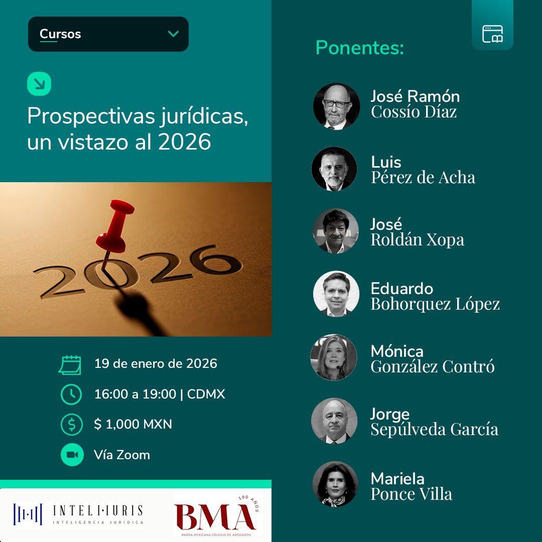 “En 2026 ya no habrá nuevas reformas que afecten mi cartera”. 

¿No?

Mejor pregúntale a las personas mejor informadas: <a href="/JRCossio/">José Ramón Cossío D.</a> <a href="/jrxopa/">José Roldán Xopa</a> <a href="/LuisPerezdeAcha/">Pérez de Acha</a> <a href="/ebohorquez/">Eduardo Bohórquez</a> <a href="/marielaponcev/">Mariela Ponce</a>, Mónica González Contró <a href="/IIJUNAM/">Instituto de Investigaciones Jurídicas, UNAM</a> y el primer vicepresidente de la <a href="/BMA_Abogados/">Barra Mexicana, Colegio de Abogados A.C.</a> <a href="/JJSepulvedaG/">Jorge J. SEPULVEDA</a>