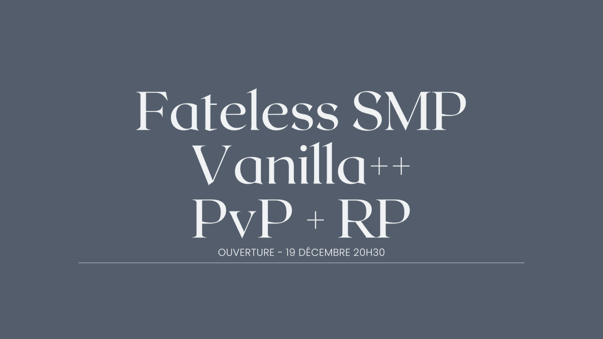 FatelessSMP's tweet photo. Fateless SMP Vanilla++
Ouverture le 19 décembre – 20h30

⚔️ PvP + 🎭 RP libre
📋 Whitelist ouverte → https://t.co/mL7VP3dsIL

#Minecraft #SMP https://t.co/AcPs5WPdsr