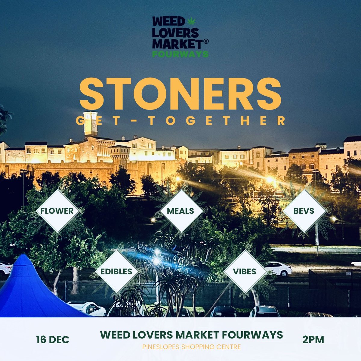 Stoners Get-Together

This reconciliation day, we're calling the stoners together for a chilled-out sunset session overlooking the iconic Montecasino skyline. 

Pull up to Weed Lovers Market Fourways for a laid-back evening designed for good energy, good people, and good vibes.
