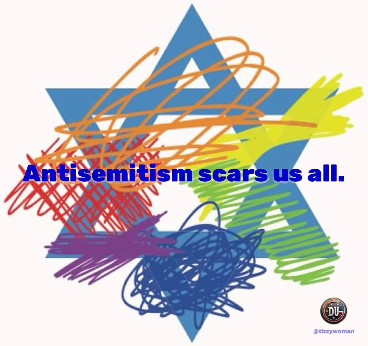 tizzywoman's tweet photo. Hatred or discrimination against Jewish people doesn’t only harm Jews—it damages society as a whole.

When antisemitism is tolerated, it weakens shared values like dignity, justice, &amp; humanity, leaving everyone diminished, not just the direct targets.

💛💙

#DemsUnited https://t.co/vAbwAPjjUY