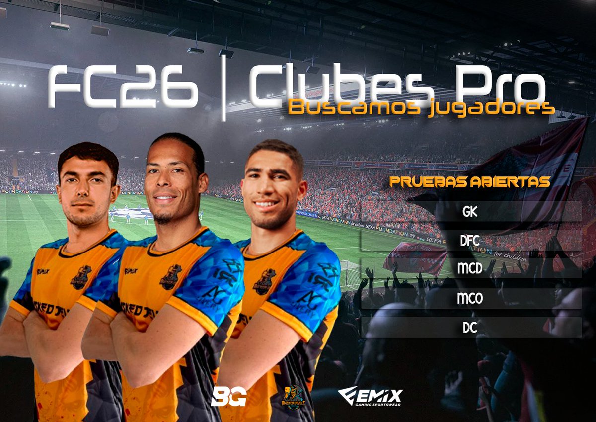 🚨 PRUEBAS #FC26 #CLUBESPRO 🚨

📌  Buscamos pruebas para hoy y resto de la semana, priorizamos para hoy y priorizamos los DFC y MCD por encima de GK, MCO y DC pero tambien son jugadores que buscamos (IMPORTANTE COMPROMISO!)

⚠️Requisitos
🔸 Aportar en lo colectivo
🔸