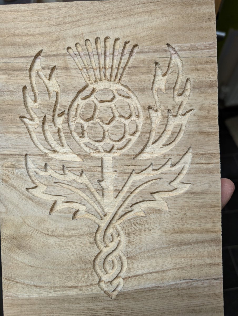 Scottish Thistle with a twist to celebrate <a href="/ScotlandNT/">Scotland National Team</a> qualifying for the <a href="/FIFAWorldCup/">FIFA World Cup</a> next year #woodart #scotland