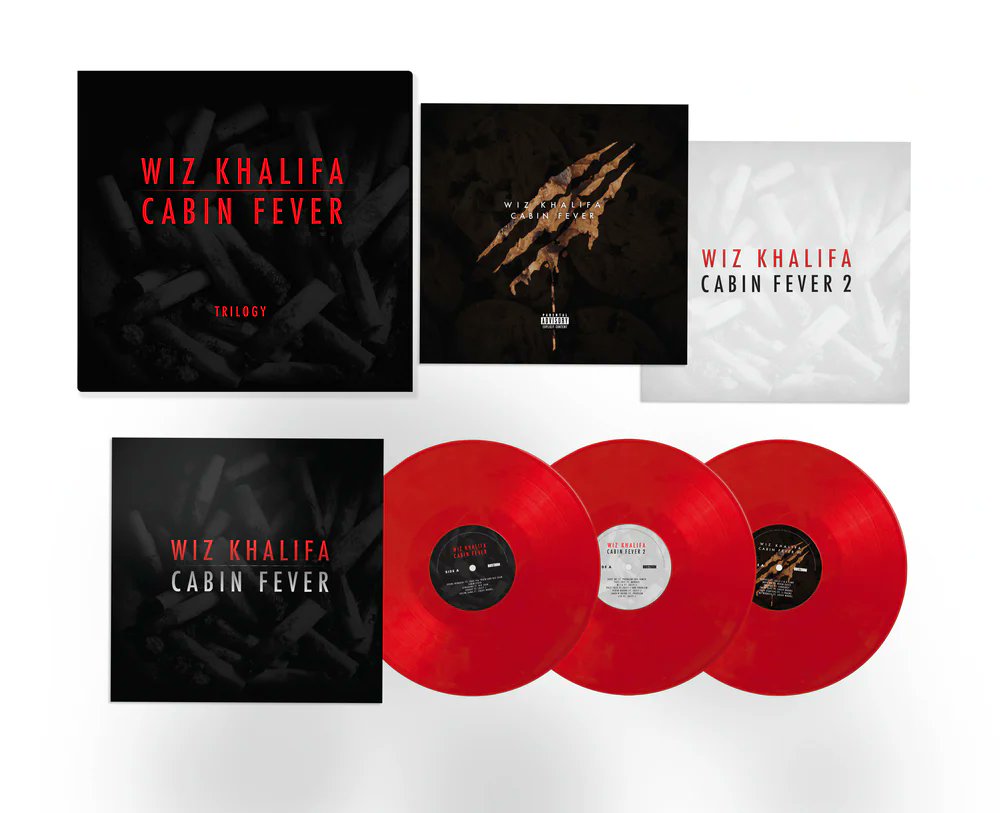 Calling all #WizKhalifa fans🚨 Today is the TENTH anniversary of 'Cabin  Fever 3'!! Celebrate with the trilogy box set available from @fatbeats 🔥  #vinyl #vinylrecord #vinyllove, image size:1000x813