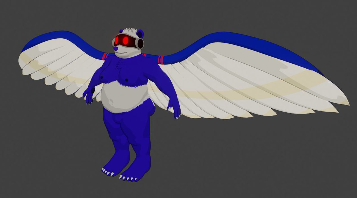 MaxBluePanda's tweet image. WIP model of my fursona :D