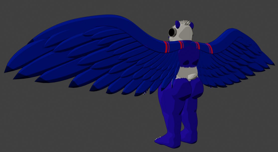 MaxBluePanda's tweet image. WIP model of my fursona :D