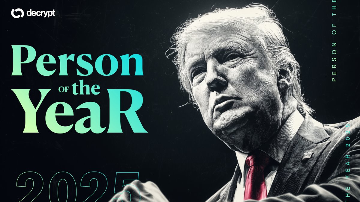 DecryptMedia's tweet image. There is one person who has had the biggest impact on crypto this year. And arguably more influence than anyone since the industry's founding fathers.

Decrypt's 2025 Person of the Year is President Donald Trump.