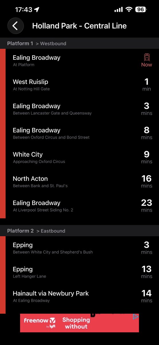⁦<a href="/TfL/">TfL</a>⁩ 4 Ealing trains to one West Ruislip. How many trains stop at Ealing Broadway District Elizabeth etc this needs to change
