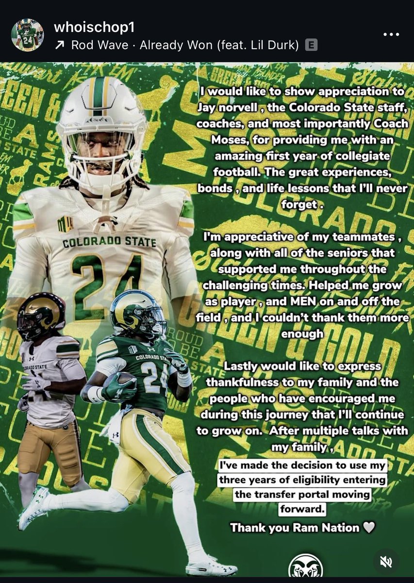 Kevin_Lytle's tweet image. Colorado State running back Javion Kinnard has announced on Instagram he’s entering the transfer portal