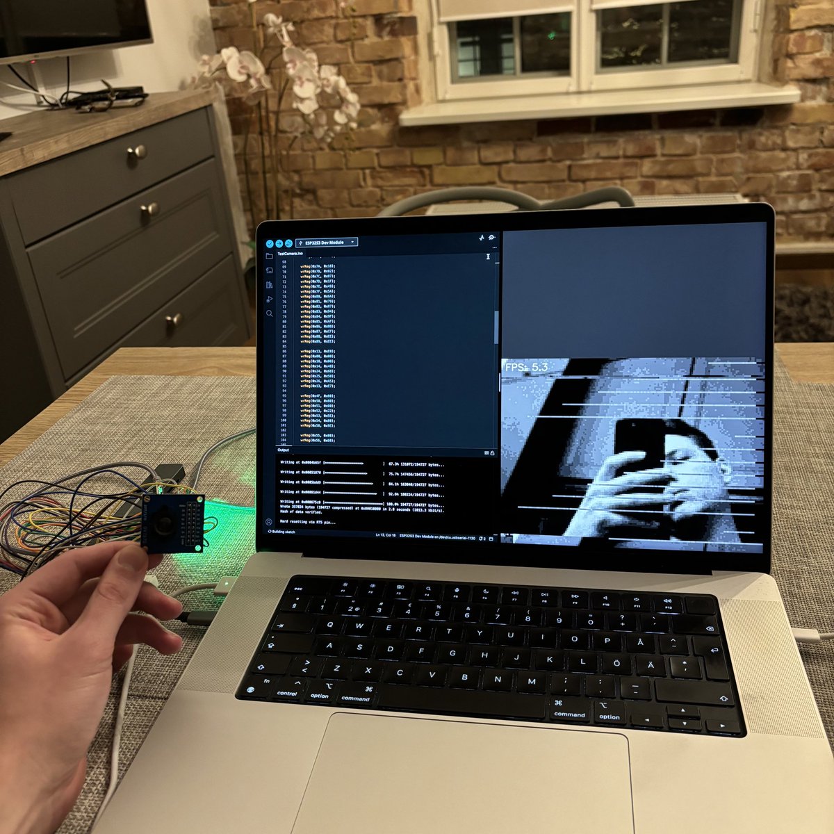 Spent a few hours fighting OV7670 camera to make it work at a decent speed with ESP32S3 and it finally works!

So, the OV7670 is a $3 camera module that outputs raw parallel data. Just 8 data pins screaming pixels plus timing signals (PCLK, HREF, VSYNC)

What Made This Hard

1.