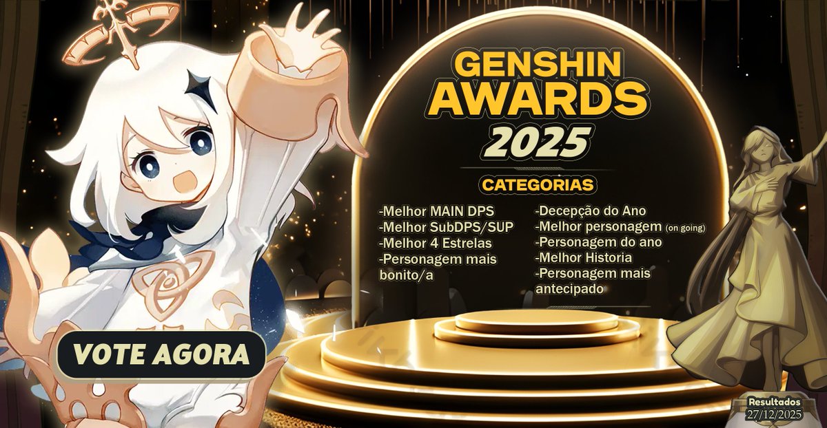 tiofurro___'s tweet image. ✨ Genshin Awards 2025 chegou e a votação para os melhores personagens (ou piores) do ano está oficialmente aberta!

➤ Resultados dia 27/12/2025
➤ Sorteio de benção para quem votar! (em breve)
➤🔁💟 Para chegar em mais pessoas!
➤ Link para a votação na sequencia;