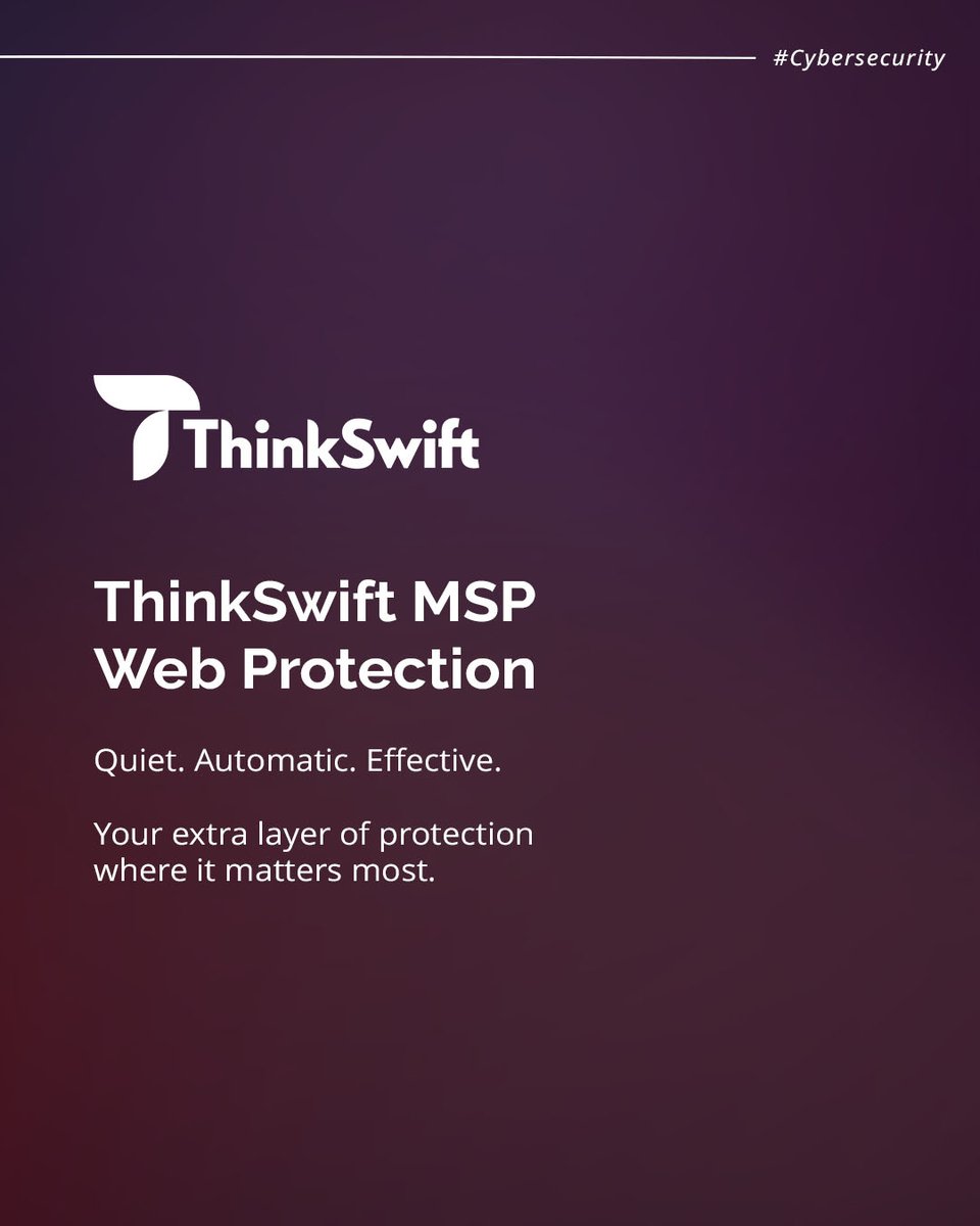 think_swift's tweet image. Most cyber incidents come from simple mistakes. 

ThinkSwift MSP helps your team stay protected, productive and confident online by blocking dangerous sites before they cause damage. 

Stronger security starts with smarter support. 

#ThinkSwiftMSP #BusinessProtection #ITSupport