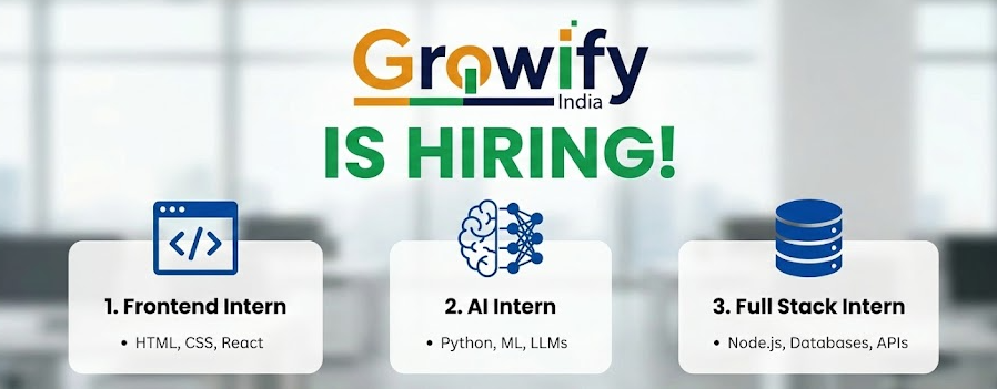 growifyindia's tweet image. Growify India is opening its doors for fresh talent! We are hunting for interns who are obsessed with code and innovation.
🔍 Looking For:
1. Frontend Intern
2. AI Intern
3. Full Stack Intern
#hiring  #Tech #Coding #India #JobSearch #GrowifyIndia