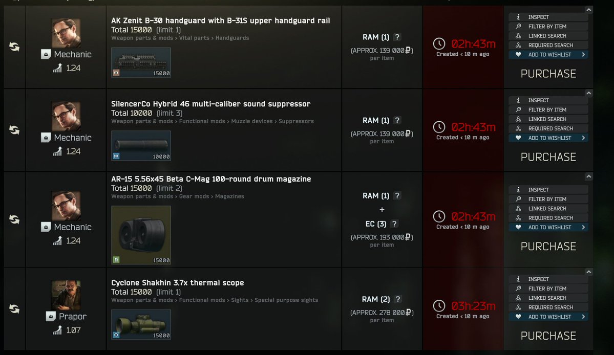 LogicaISoIution's tweet image. #EscapeFromTarkov ** RAM AND BARTER CHANGES **

- RAM is now considered "Super Rare" 
- New Barters for RAM