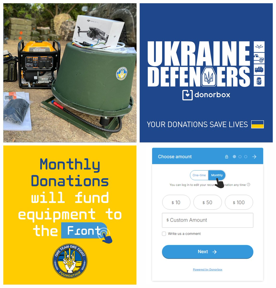 1team1fight_org's tweet image. 🔄 Did you know you can set up a monthly donation through our Donorboxes to make an even greater impact for our defenders? Recurring donations enable our ground team to respond more quickly to urgent frontline requests. 🙏

Support our ongoing fundraiser for general donations…