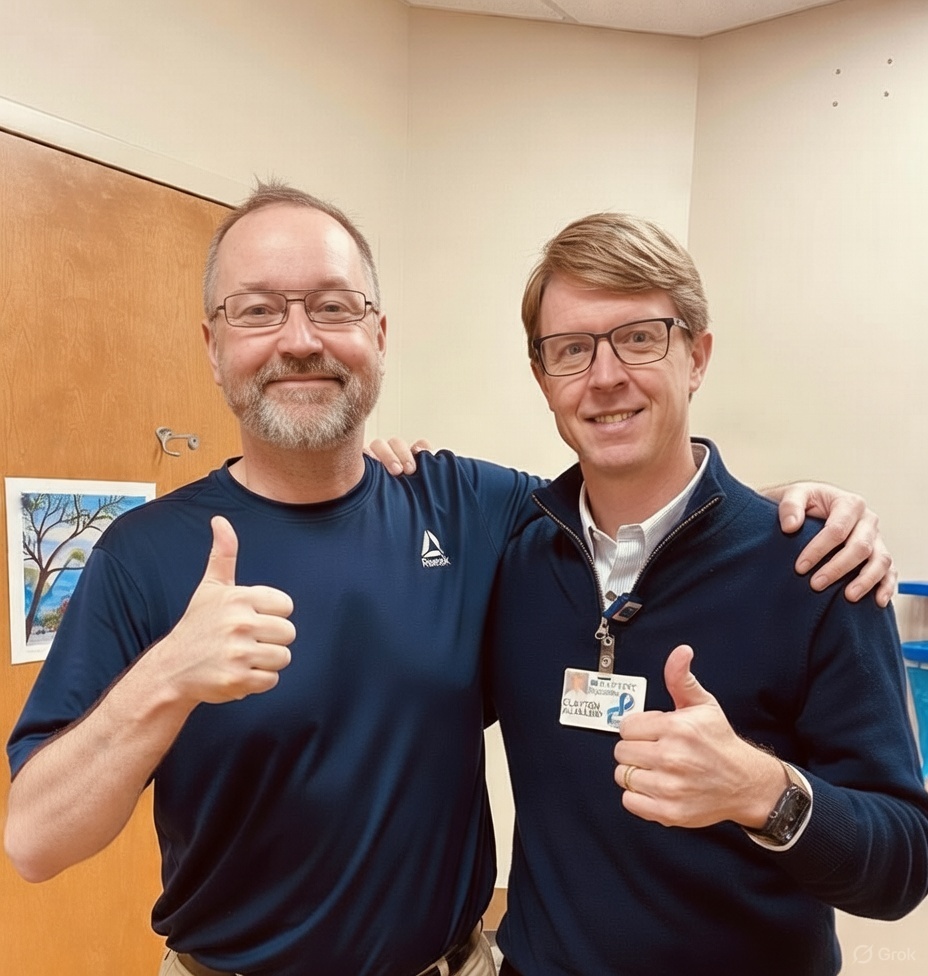Rebels247's tweet image. I am blessed to say that my six-month cancer scan came back "perfect" this morning. There are no longer any signs of cancer anywhere in my body. No more chemo ordered! That's me and my oncologist Dr. Allen this morning. I rang the bell! Now let's get ready to rumble!
#OleMiss…