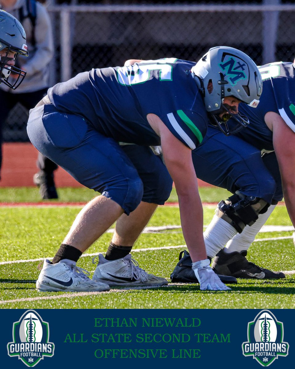 SMAGuardianFB's tweet image. Congrats to our All State Second Team selections:

Ethan Niewald - Offensive Line
Bryon Buster - Wide Receiver