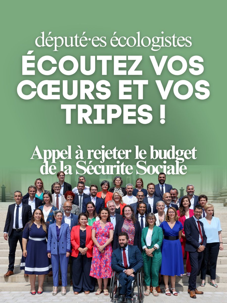 Demain, le budget de la secu passe en dernière lecture à l’Assemblée Nationale. Austérité, baisse des moyens pour la santé, taxe sur les mutuelles, recul pour les patients, zéro prévention &amp; santé environnementale. Dire non, c’est défendre la santé publique et l’écologie sociale.