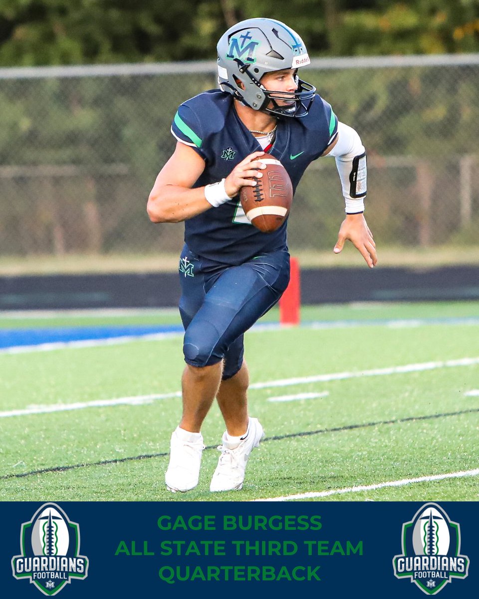 SMAGuardianFB's tweet image. Congrats to our All State Third Team selections:

Gage Burgess - Quarterback
Luis Tellado -  Running Back
James Wilson - Defensive Back