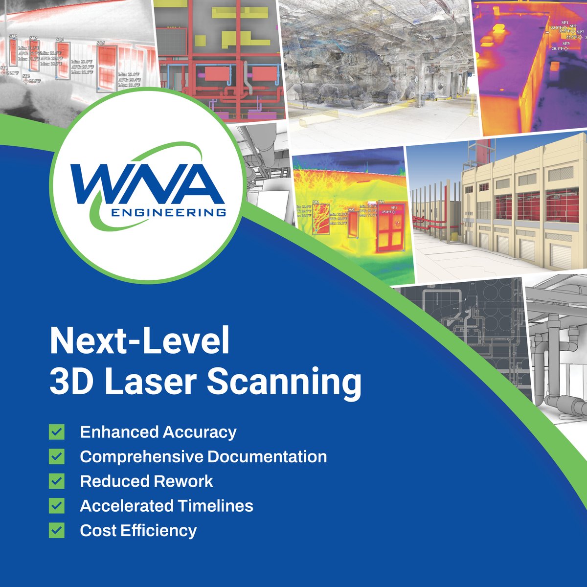WNAeng's tweet photo. 3D Laser Scanning is a critical starting point for commercial projects. This service delivers:

✅ Enhanced Accuracy - Capture precise measurements of existing conditions to minimize errors
✅ Comprehensive Documentation - Gain complete situational awareness of complex environments
✅ Reduced Rework - Prevent costly changes by identifying potential conflicts before construction
✅ Accelerated Timelines - Streamline the design process with reliable existing conditions data
✅ Cost Efficiency - Save on labor hours and material waste through precision planning

Our scanning services support a wide range of projects, from historic renovations to industrial retrofits, creating the essential starting point that ensures your project's success from day one.

Curious about the process? The team captures ‘point clouds” of existing spaces, which are comprehensive digital measurements of the entire environment, a process that is much faster and more accurate than traditional manual measurements. These point clouds are then converted into digital models that can be viewed as interactive 3D spaces for virtual walkthroughs, or 3D as-built drawings.

What makes our approach more powerful is the integration of drone technology. While laser scanning defines the shape and dimensions of a space, our drone delivers visual imagery, LiDAR, and thermal mapping simultaneously in one integrated process. By combining these various data sources, we create models that show both physical structure and thermal performance, all in one view. This allows us to identify potential deficiencies in the building envelope, including excessive heat loss, roof leaks, moisture risks, structural damage, and other issues that may not be visible to the naked eye.

The result? Our engineers and collaborating architects receive highly accurate existing conditions documents that reveal not just what’s there, but how it’s performing. This creates a more streamlined, efficient, and informed design process.

Visit https://t.co/7ol5uZBbXx to explore and learn how our 3D laser scanning expertise can enhance your next project's design accuracy and execution.

#3DLaserScanning #3DLaserScanningServices #ThermalMapping #InfraredSurvey #EngineeringServices