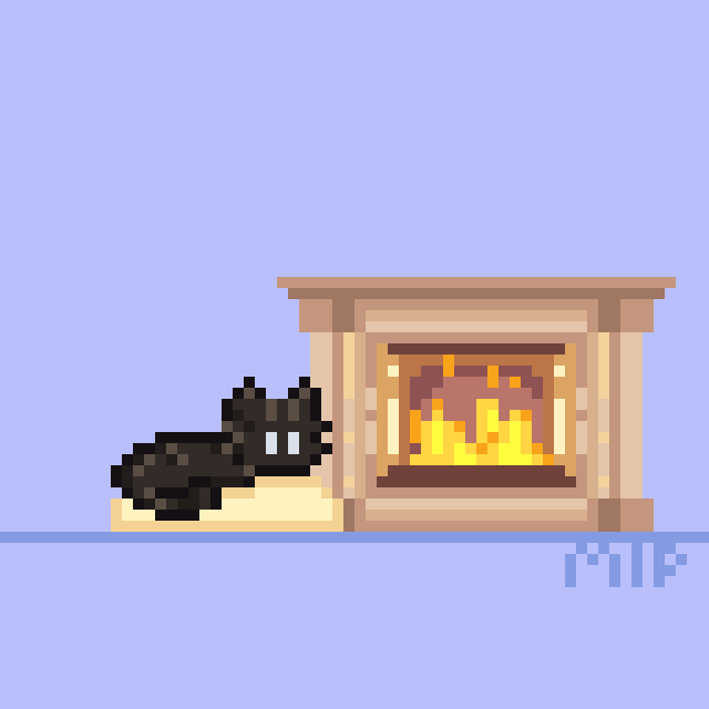 MakeItPixel_'s tweet photo. Day 19 of the Christmas challenge: milo likes to chill near the fireplace 🎄🧶
#sapnapfanart #milofanart #pixelart https://t.co/AEPY9f4d5B