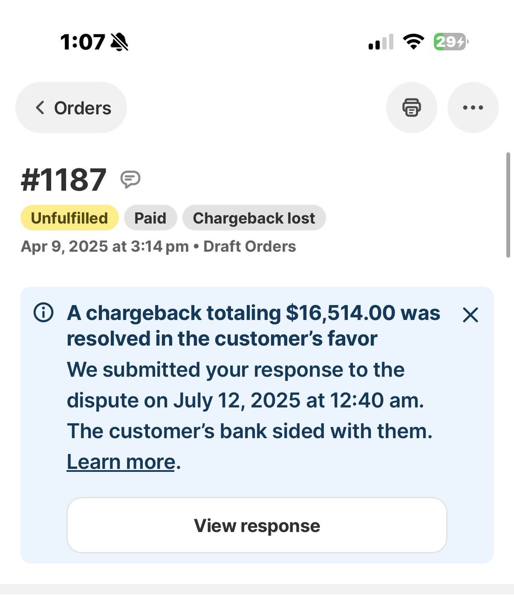 chasethatched's tweet image. This is the side of High Ticket Ecom they don’t wanna talk about. $16.5k chargeback loss

Charge it to the game