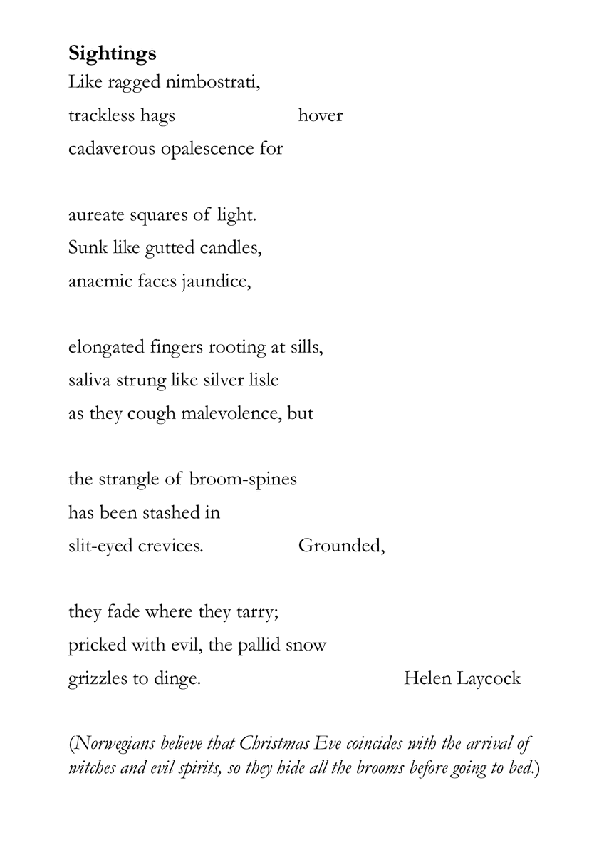 Loving these <a href="/TopTweetTuesday/">TopTweetTuesday</a> #poetry challenges:

'Write a fresh, imagistic poem about a festive event using  - a lesser known colour shade - 2 words that are hardly used, including an archaic word - an extravagant simile - a wacky or unexpected metaphor   60 words max'