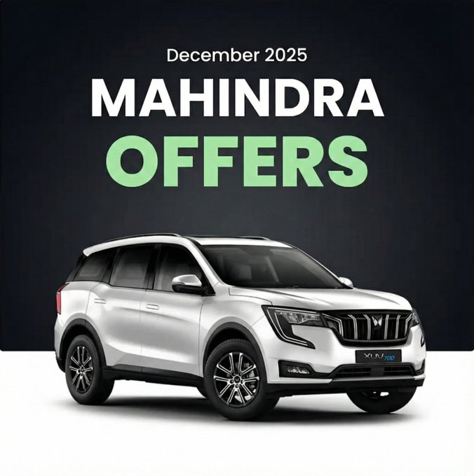 ffad600's tweet image. 🚨 Year-End Shocker by Mahindra

This December, Mahindra is quietly offering discounts big enough to change buying decisions.
Some SUVs have offers that look unreal for a brand that rarely discounts hard.

Read the next tweet to know the models and offers👇
