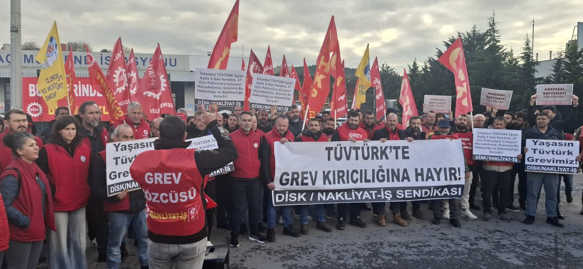 TÜVTÜRK’s anti-worker and anti-union stance is unacceptable. The Nakliyat-İş Union is exercising its legal right to strike to oppose the employer’s unlawful practices.
 Long live the TÜVTÜRK strike! ✊
#İstanbulTüvtürkteGrevVar