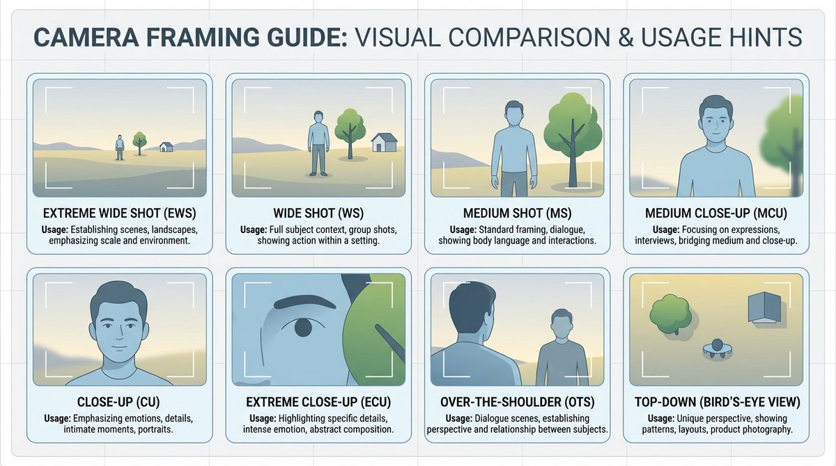 PromptSin's tweet image. Camera Framing Guide 📸
I created this visual reference using Nano Banana PRO. 🍌
Personally, I find it incredibly useful for keeping shot types clear. What do you think? 
Is this something you'd use?

#Filmmaking #Photography #Cinematography #NanoBananaPRO