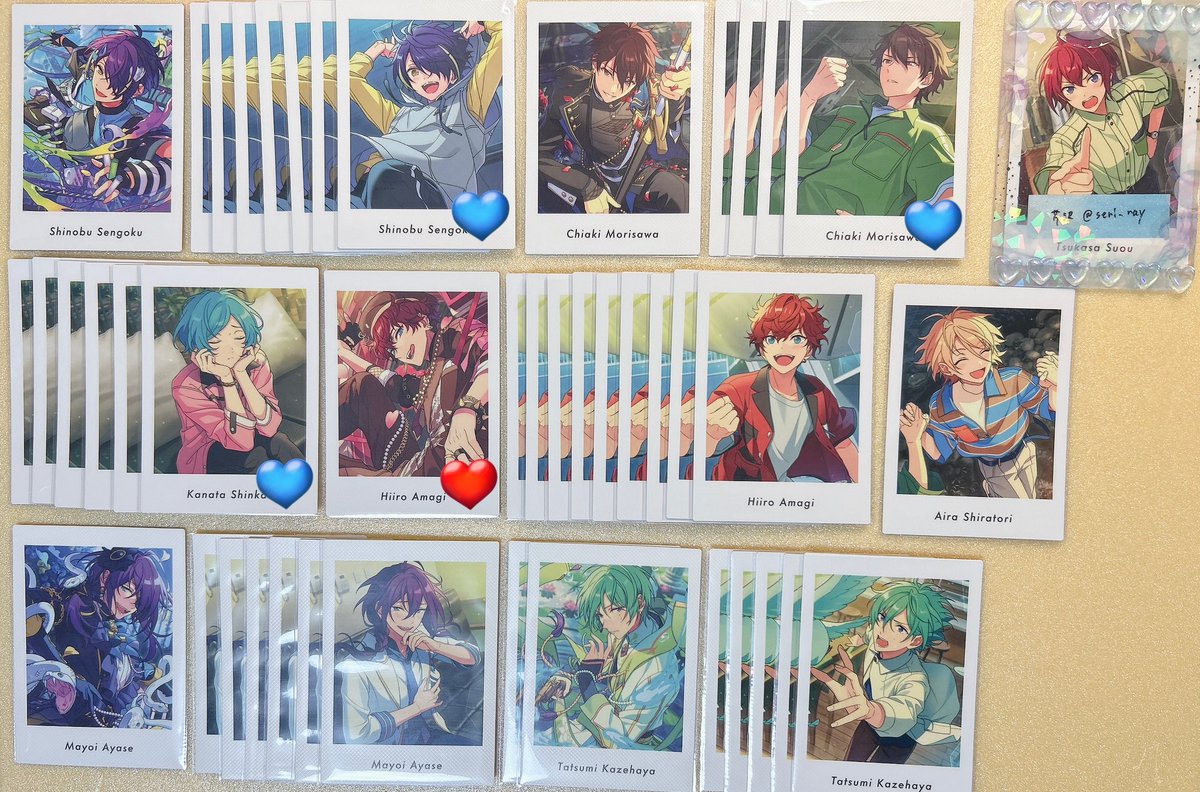 seri_ray's tweet photo. 【交換】あんスタ ぱしゃっつ

譲：英智 渉 桃李 弓弦 北斗 スバル 真 真緒 鉄虎 翠 忍 千秋 奏汰 一彩 藍良 マヨイ 巽 凪砂 日和 茨 ジュン 宗 みか ゆうた 燐音 HiMERU こはく 零 薫 晃牙 アドニス なずな 光 創 敬斗 紅郎 颯馬 レオ 泉 嵐 夏目 つむぎ 宙 斑 エス カンナ ユメ ライカ

求：P司
→ https://t.co/fD4c8TFuao