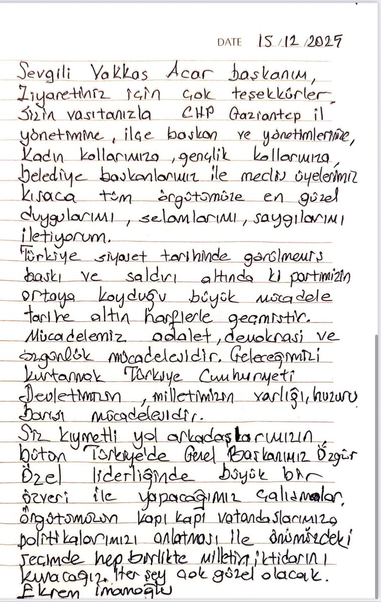 Cumhurbaşkanı Adayımız Sn Ekrem İmamoğlu’nun Gaziantep örgütünüze çok selamı var