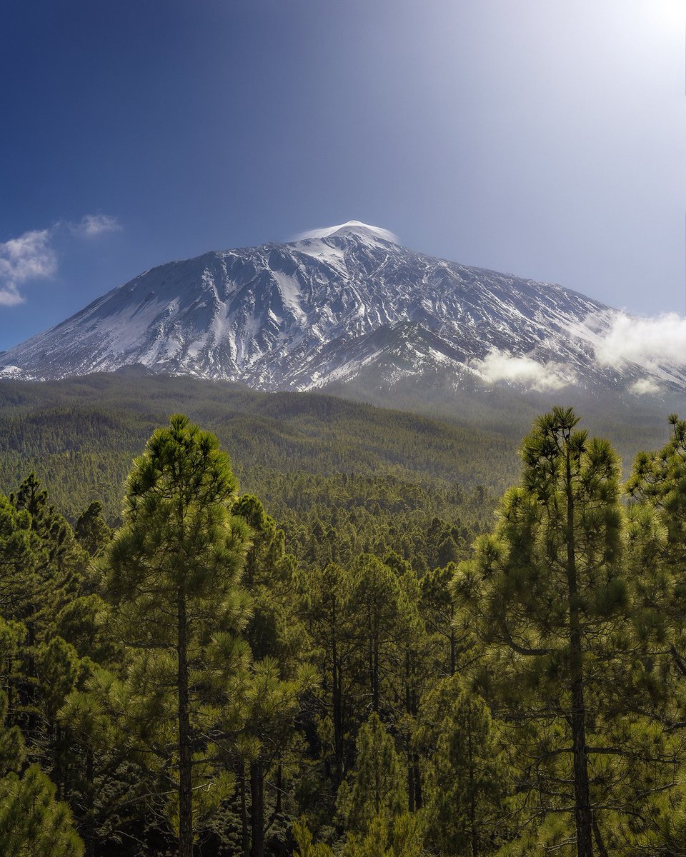 El Teide esta tarde, majestuoso tras la nevada de este fin de semana.