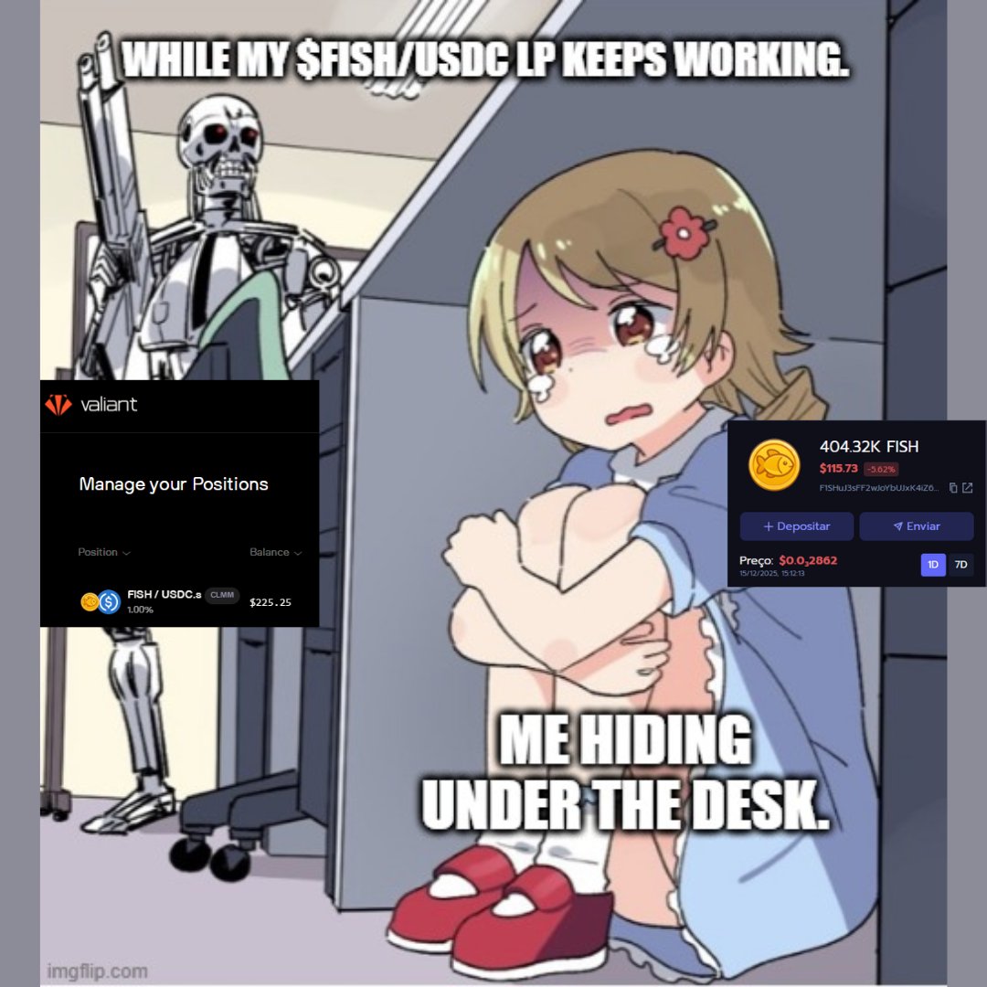 xTavar3s's tweet image. Market fear is temporary.
LP yield is working 24/7.
$FISH / USDC LP on @ValiantTrade 🐟
Built for those who show up early.

@the_xraven @ValiantTrade
$FISH