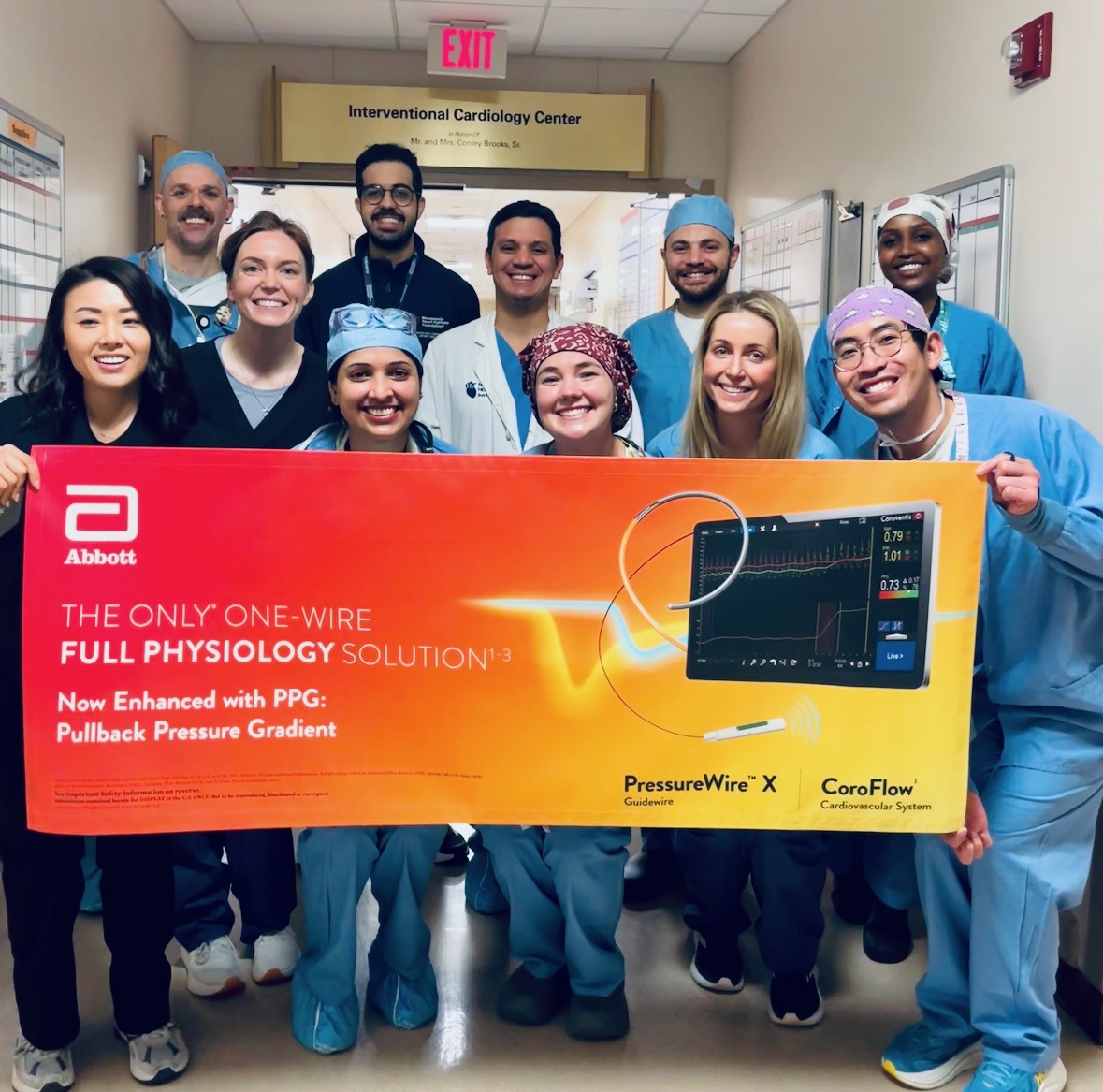 AbbottCardio's tweet photo. Exciting news! Dr. @yadersandoval and the team at @MHIF_Heart have completed their first cases using Pullback Pressure Gradient (PPG).

#PPG adds a predictive index to our one-wire #FullPhysiology solution, helping clinicians go beyond the angiogram to assess focal and diffuse #CoronaryArteryDisease and guide #PCI with greater clarity. 

Learn more: https://t.co/UY1HSozHxF

Safety Info: 
PressureWire X Guidewire: https://t.co/vHSsDIgfHs 
CoroFlow Cardiovascular System: https://t.co/5i4kIqaW2t