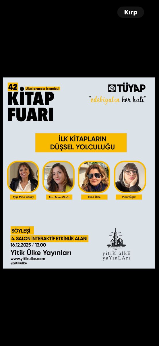 Tüyap Kitap Fuarı’nda söyleşimiz var.  16.12.2025 Saat 13:00 <a href="/yitikulke/">Yitik Ülke</a>